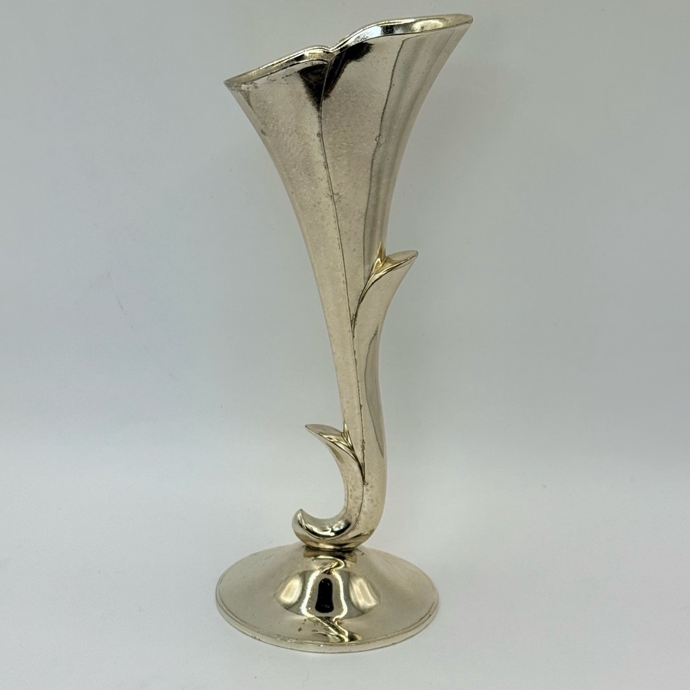 Godinger Vintage 7.5” Silverplated Bud Vase Swirl Floral Vessel